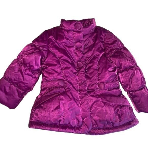 London Fog Girls 4T Puffer Coat Purple Satin-Like Finish - Picture 1 of 9